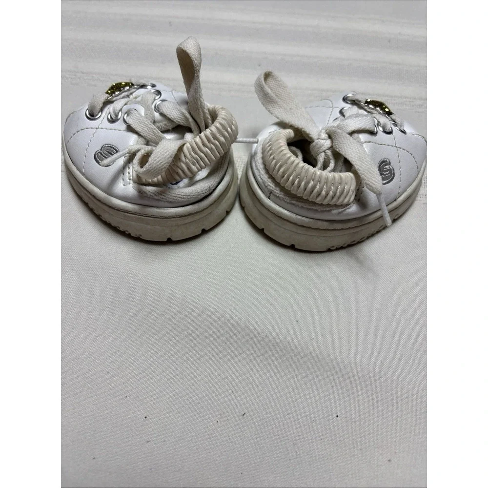 Build-A-Bear Tennis Shoes Sneakers White Gold Hearts Clothing Accessories BABW